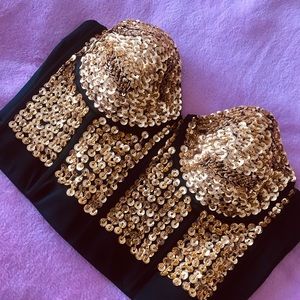 Gold Sequin Bustier Top